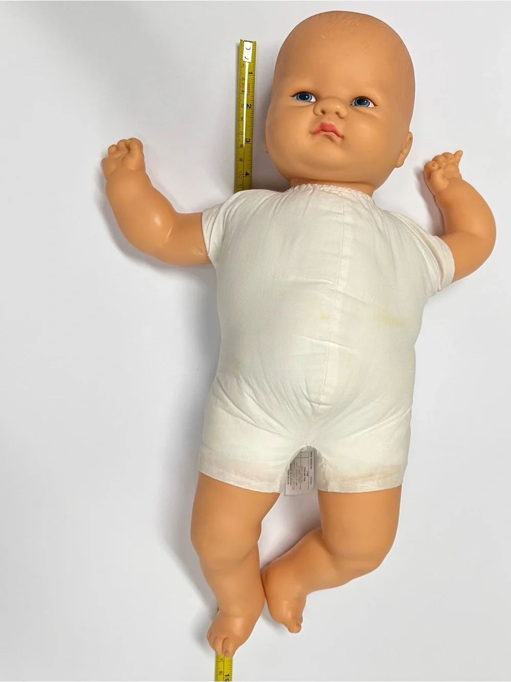 Vintage 1986 Playmates Grumpy Baby Doll Cloth & Vinyl Body Molded Hair Blue Eyes